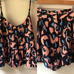 Topshop 2 piece peplum tank top paperbag short set